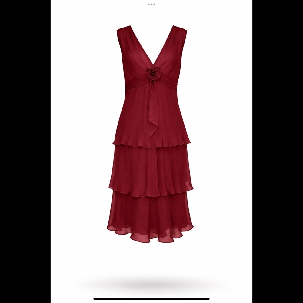 Vintage Yves Cossette Depêche Mode Burgundy Chiffon Evening Dress Size 12